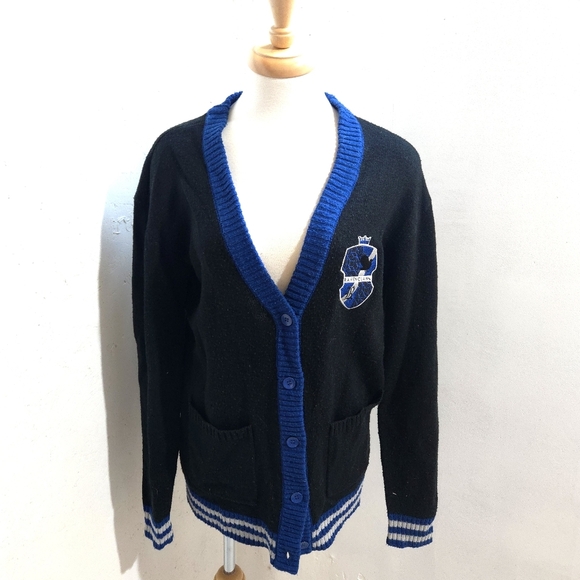 Harry Potter | Ravenclaw Black and Blue V-Neck Cardigan Sweater - Picture 2 of 10